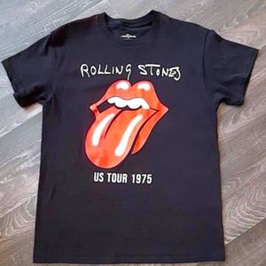 THE ROLLING STONES North American Tour 1975 T-Shirt Black Unisex Medium